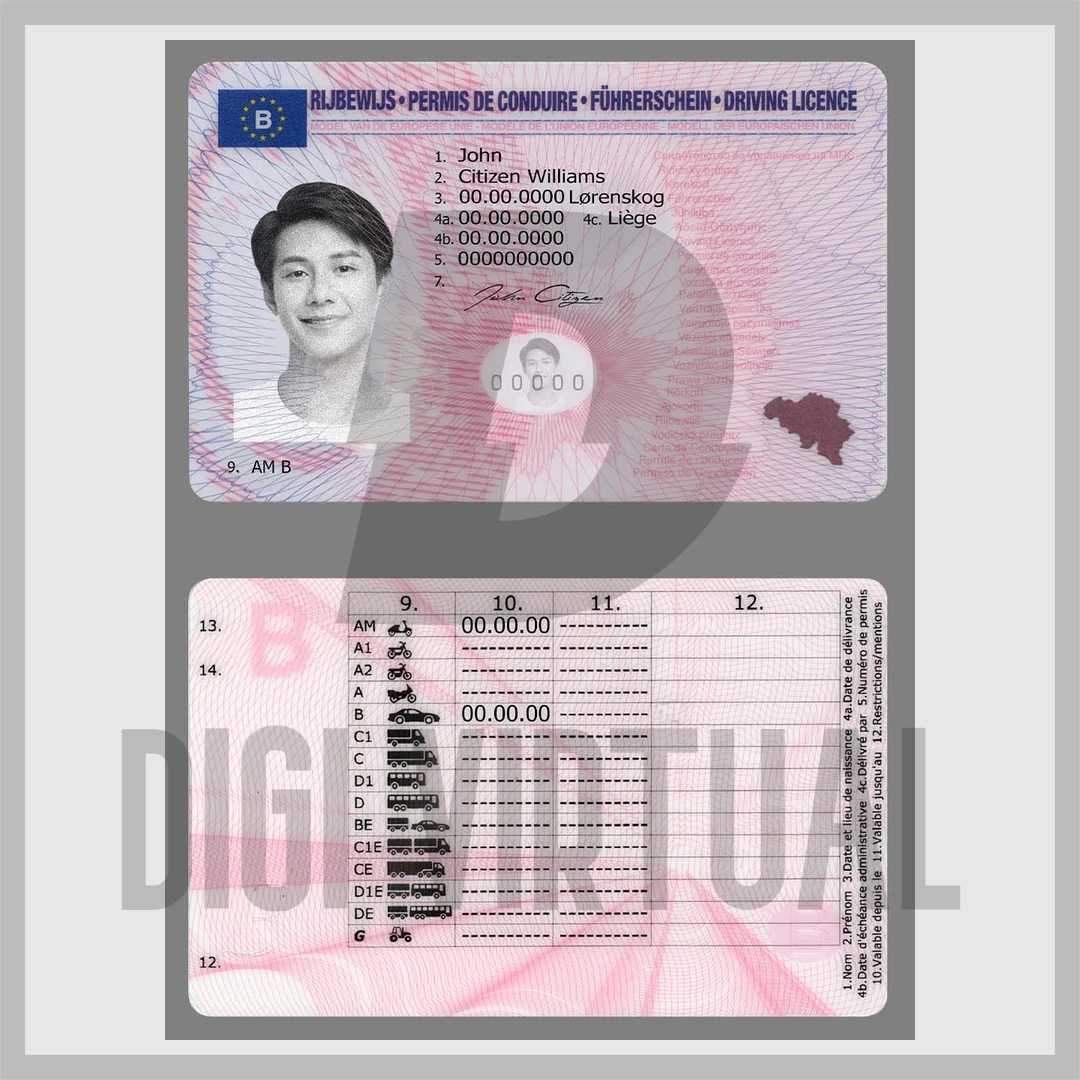 Belgium Driving Licence PSD Template (V1) — Fully Editable