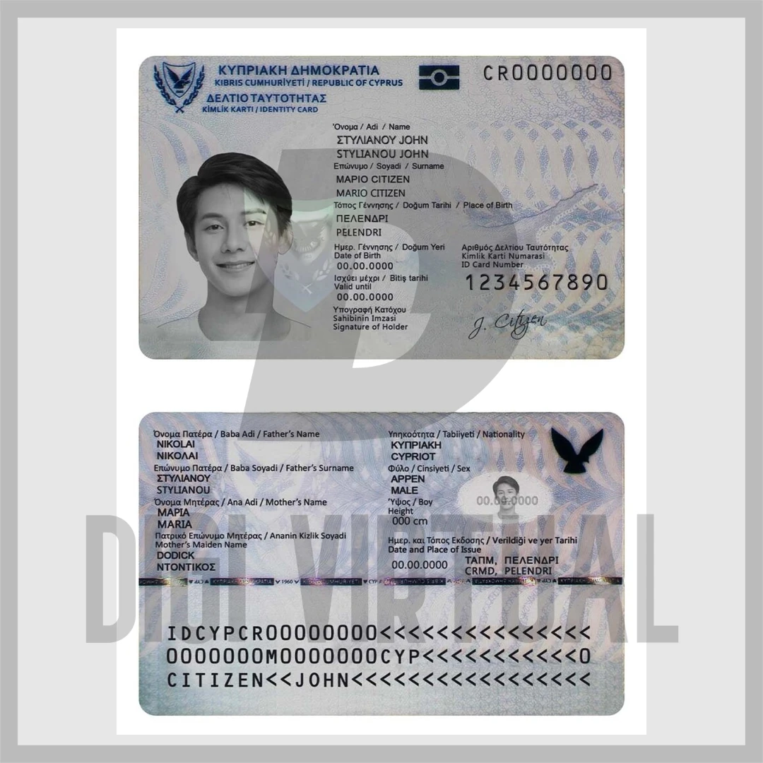 Cyprus ID Card — Editable PSD Template (Front & Back)