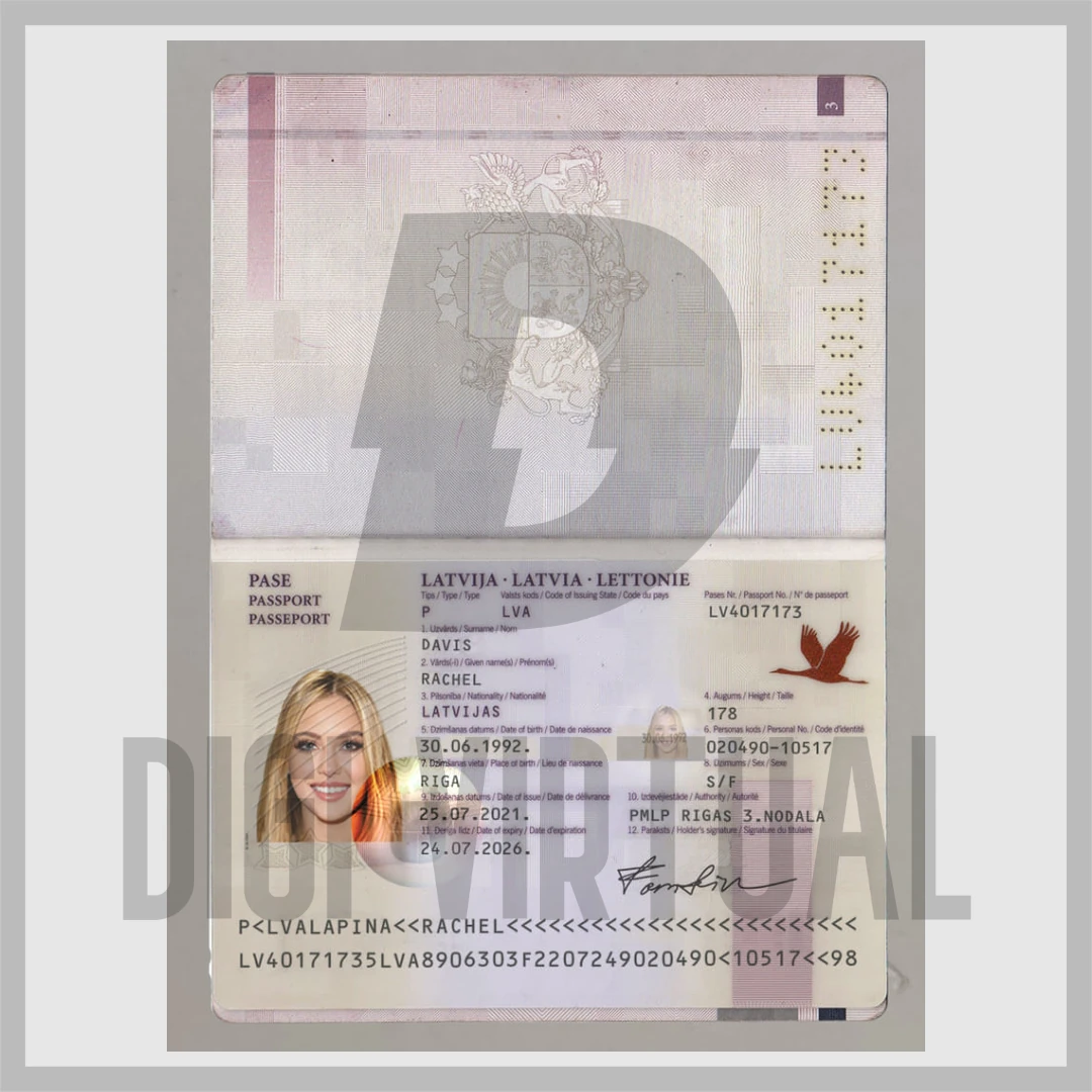 Latvia Passport PSD Template — Bio Data Page Fully Layered & Editable