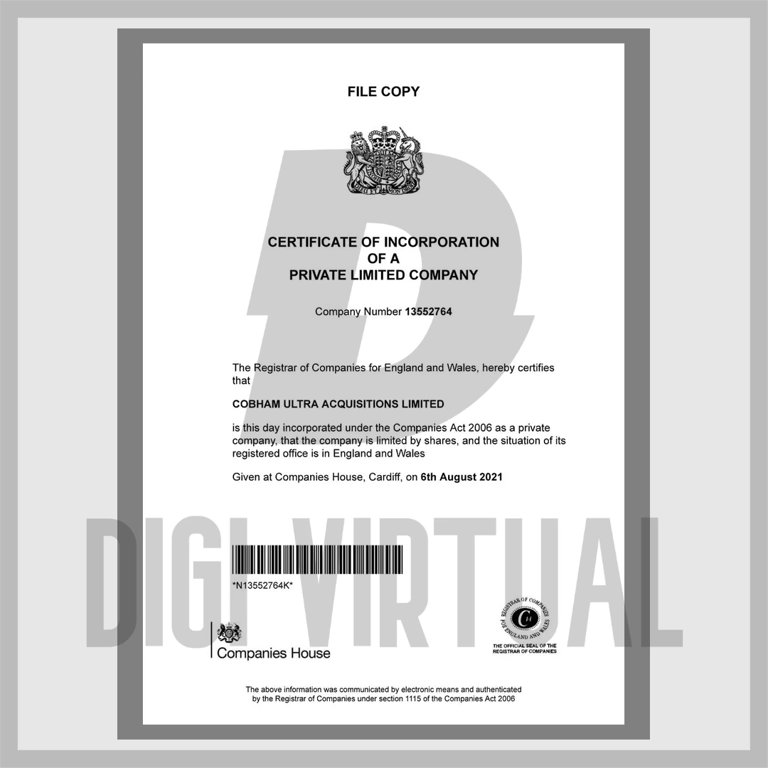 Storbritannien England Företagscertifikat PDF-paket (V1 + V2) — Redigerbar PDF-mall