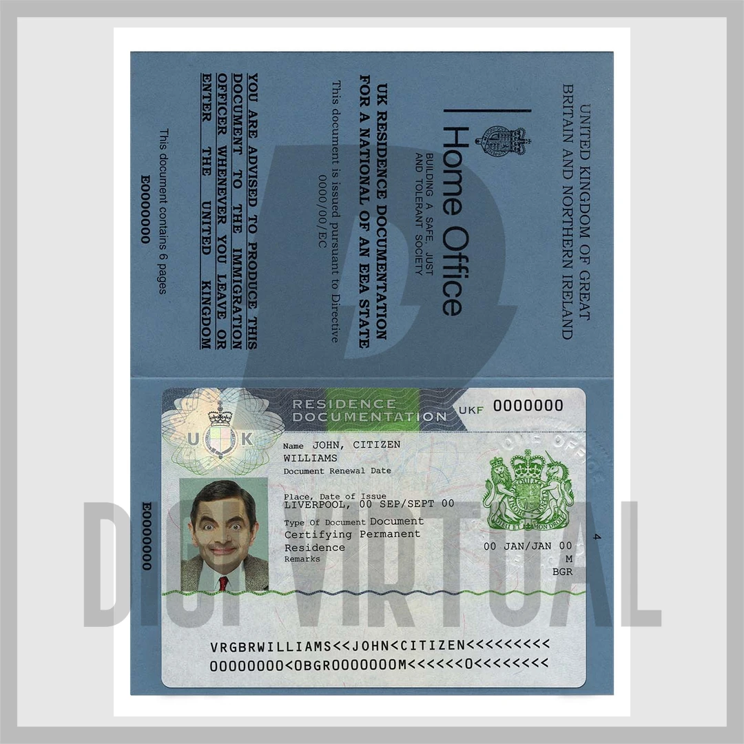Șablon UK Residence Documentation în PSD — card de ședere și dosar Home Office editabile