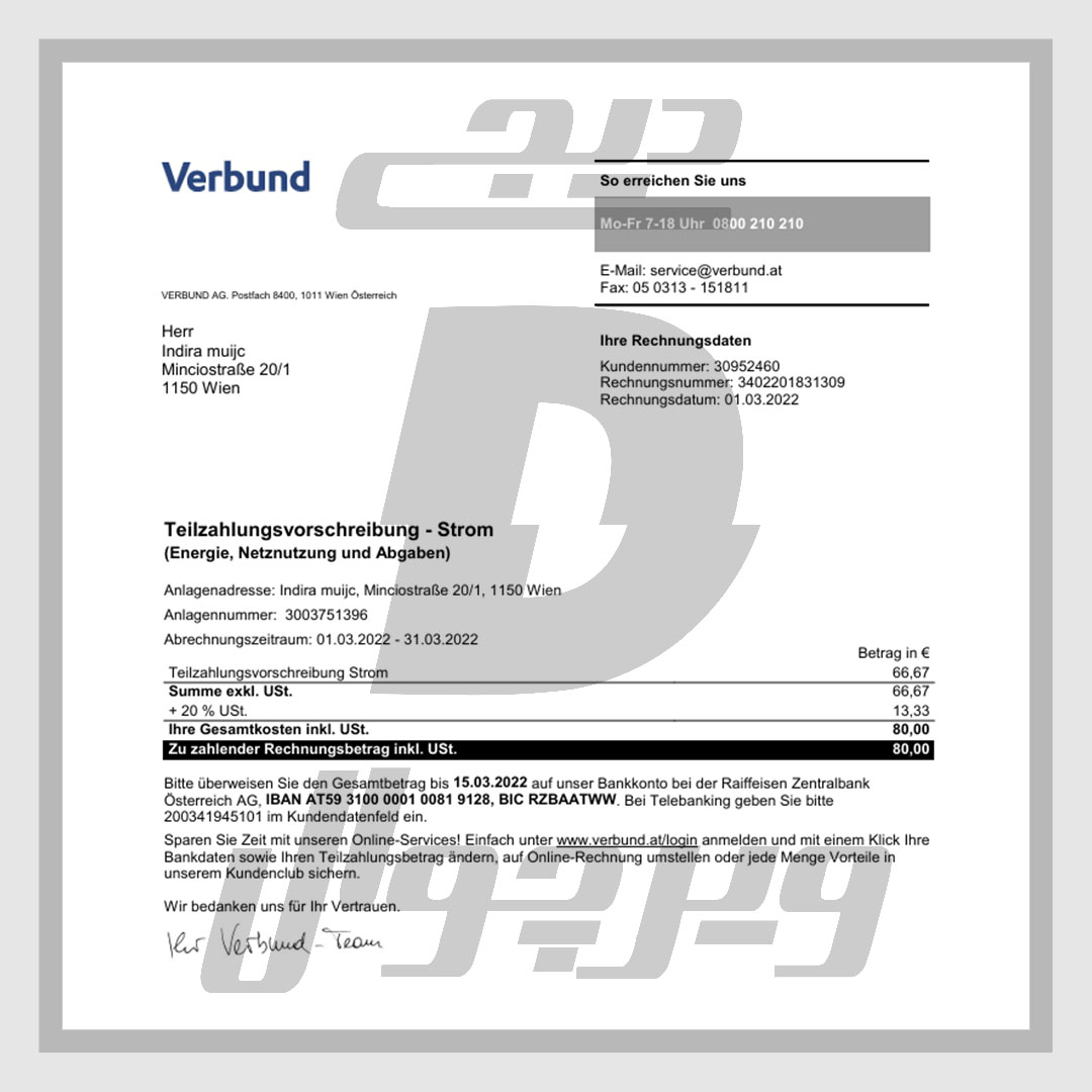 قبض برق اتریش شرکت Verbund قابل ویرایش