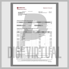 เทมเพลตรายการเคลื่อนไหวบัญชีธนาคาร CIMB มาเลเซีย — PDF 2 หน้าแก้ไขได้