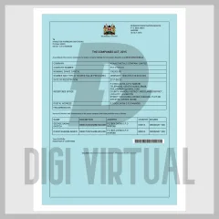 Sjabloon Keniaanse bedrijfsregistratiecertificaat PDF — vennootschapsuittreksel volgens de Companies Act 2015
