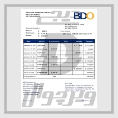 Szerkeszthető Fülöp-szigeteki bankszámlakivonat — BDO Bank