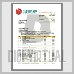 台湾の銀行取引明細書（CTBC Holding）— PDF テンプレート