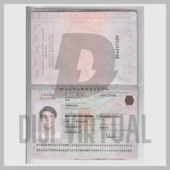 Шаблон паспорта Венгрии PSD (Útlevél) — полностью редактируемая страница с личными данными