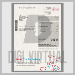 Șablon factură de telecomunicații Virgin Media Irlanda — PSD complet editabil cu pagina de factură și pagina de plată SEPA