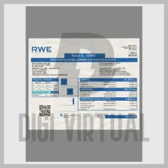 Modelo de fatura de eletricidade RWE Eslovênia PSD — arquivo Photoshop totalmente editável