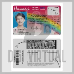 Modello patente di guida Hawaii USA PSD — pacchetto tre versioni (V3, V2 e stampa)