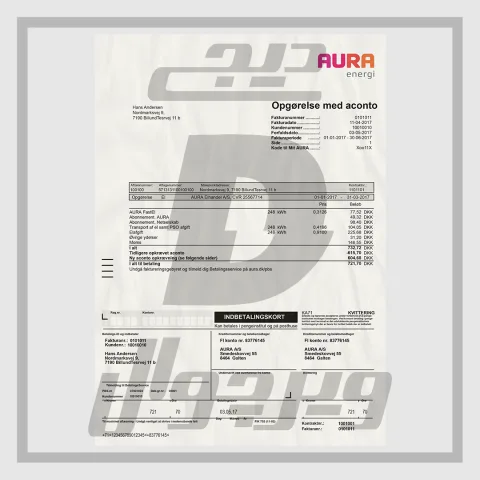 Factura de Electricidad de Dinamarca — AURA
