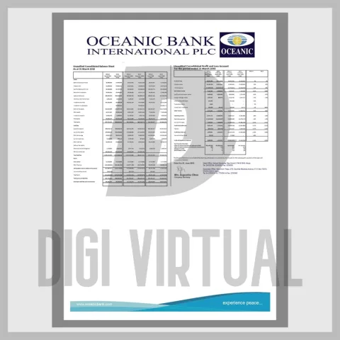 Виписка Oceanic Bank Нігерія — редагований PDF шаблон