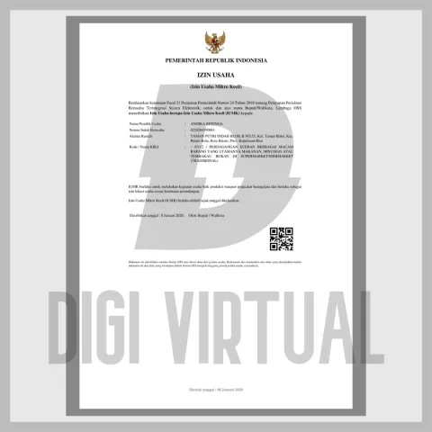 Сертификат микропредприятия Индонезии (IUMK) — редактируемый PDF-шаблон